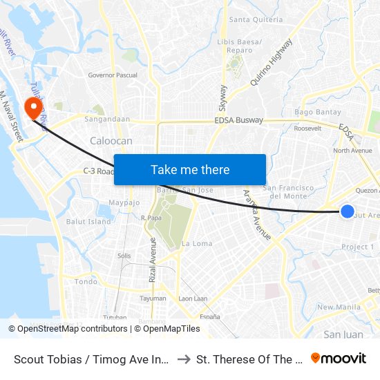 Scout Tobias / Timog Ave Intersection, Quezon City, Manila to St. Therese Of The Child Jesus Academy map