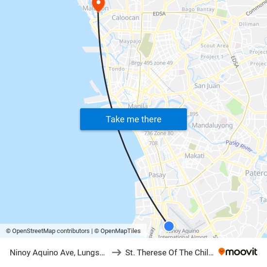 Ninoy Aquino Ave, Lungsod Ng Pasay, Manila to St. Therese Of The Child Jesus Academy map