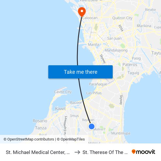 St. Michael Medical Center, Molino Rd, Bacoor City, Manila to St. Therese Of The Child Jesus Academy map