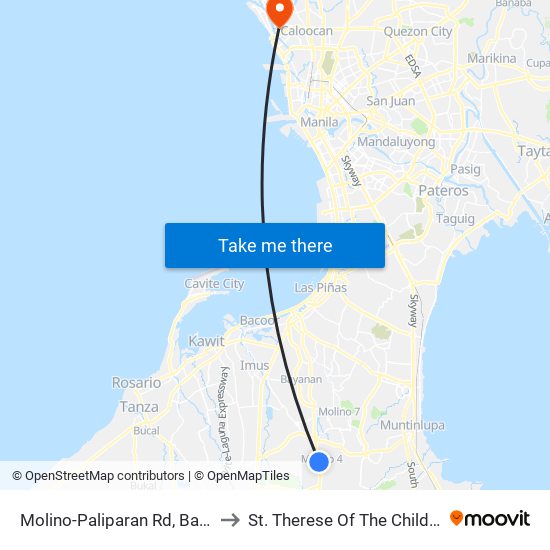 Molino-Paliparan Rd, Bacoor City, Manila to St. Therese Of The Child Jesus Academy map