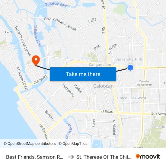 Best Friends, Samson Road, Caloocan City to St. Therese Of The Child Jesus Academy map