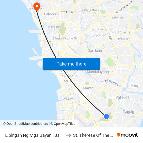 Libingan Ng Mga Bayani, Bayani Road, Taguig City, Manila to St. Therese Of The Child Jesus Academy map