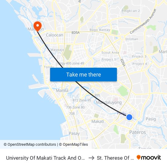 University Of Makati Track And Oval Field, Dr Jose P. Rizal Extension, Makati City, Manila to St. Therese Of The Child Jesus Academy map