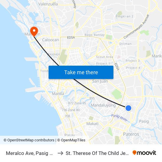 Meralco Ave, Pasig City, Manila to St. Therese Of The Child Jesus Academy map