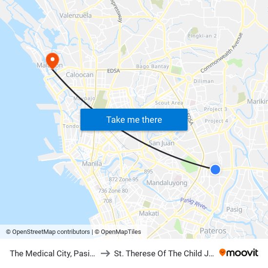 The Medical City, Pasig City, Manila to St. Therese Of The Child Jesus Academy map