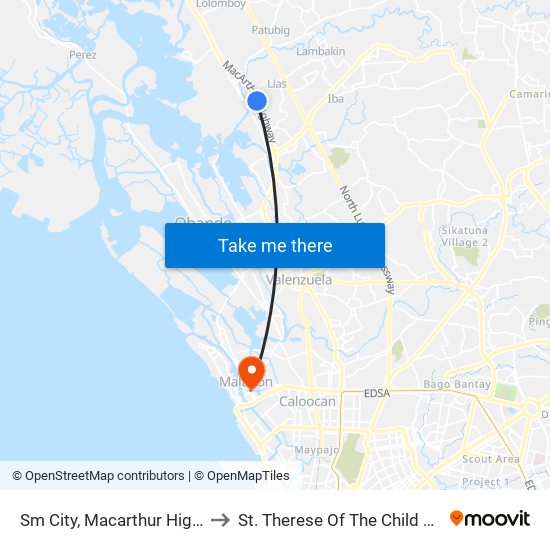 Sm City, Macarthur Highway, Marilao to St. Therese Of The Child Jesus Academy map