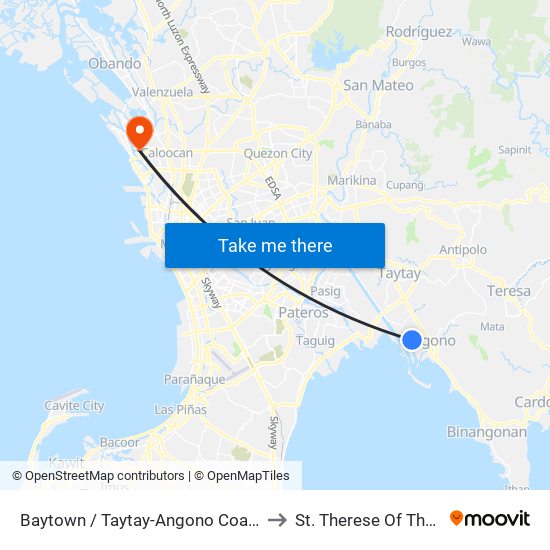 Baytown / Taytay-Angono Coastal Rd Intersection, Angono, Manila to St. Therese Of The Child Jesus Academy map