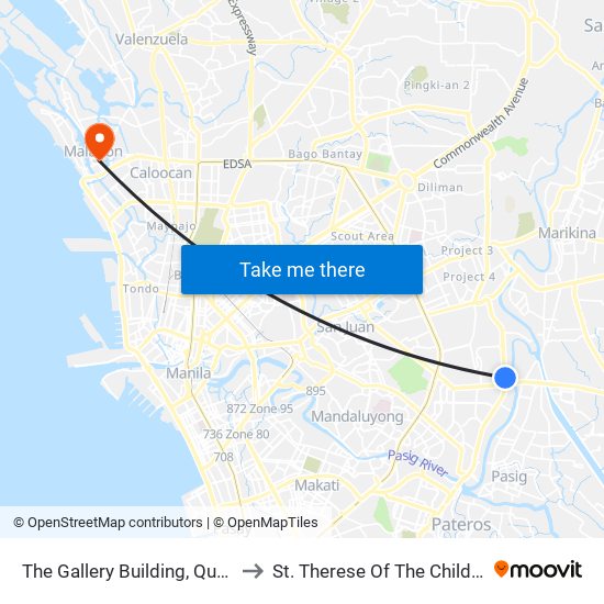 The Gallery Building, Quezon City, Manila to St. Therese Of The Child Jesus Academy map