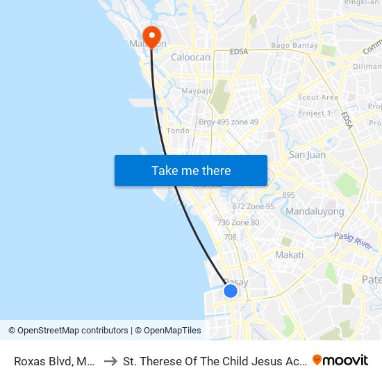 Roxas Blvd, Manila to St. Therese Of The Child Jesus Academy map