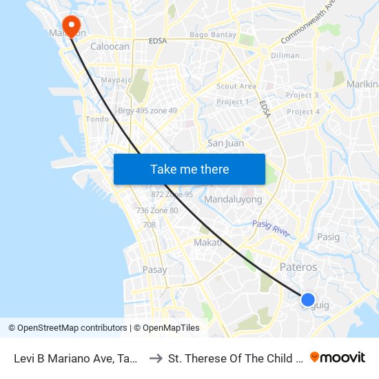 Levi B Mariano Ave, Taguig City, Manila to St. Therese Of The Child Jesus Academy map