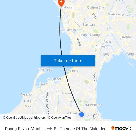 Daang Reyna, Montinlupa City to St. Therese Of The Child Jesus Academy map