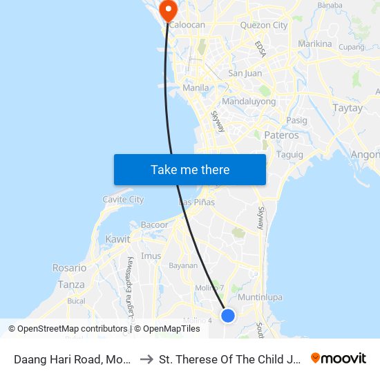 Daang Hari Road, Montinlupa City to St. Therese Of The Child Jesus Academy map