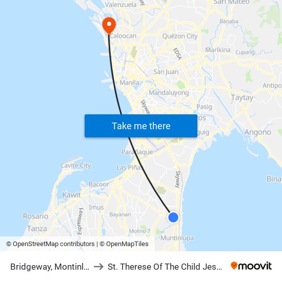 Bridgeway, Montinlupa City to St. Therese Of The Child Jesus Academy map