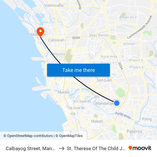 Calbayog Street, Mandaluyong City to St. Therese Of The Child Jesus Academy map