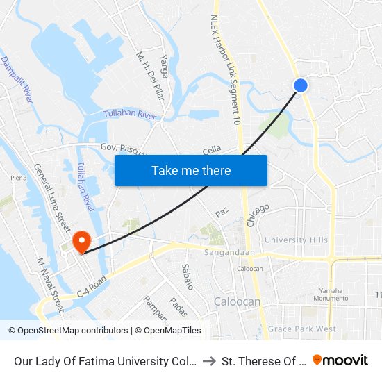 Our Lady Of Fatima University College Of Medicine, Macarthur Highway, Valenzuela City to St. Therese Of The Child Jesus Academy map