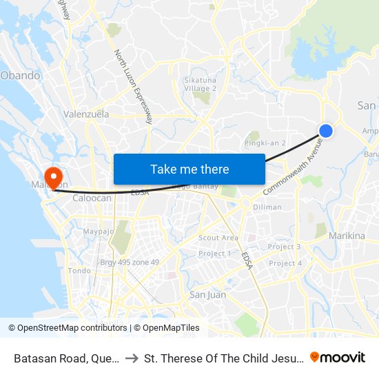 Batasan Road, Quezon City to St. Therese Of The Child Jesus Academy map