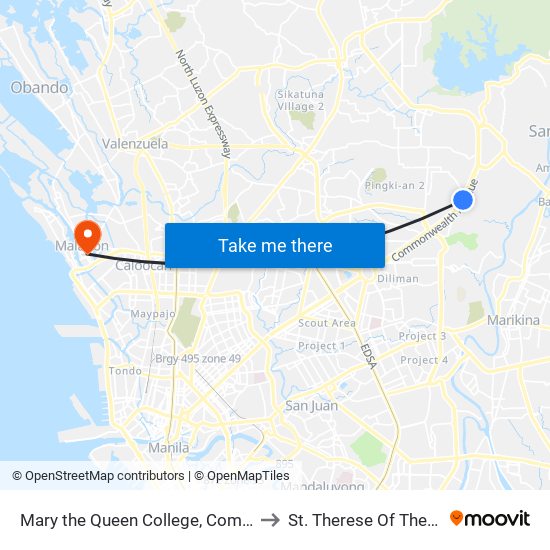 Mary the Queen College, Commonwealth Avenue, Quezon City to St. Therese Of The Child Jesus Academy map