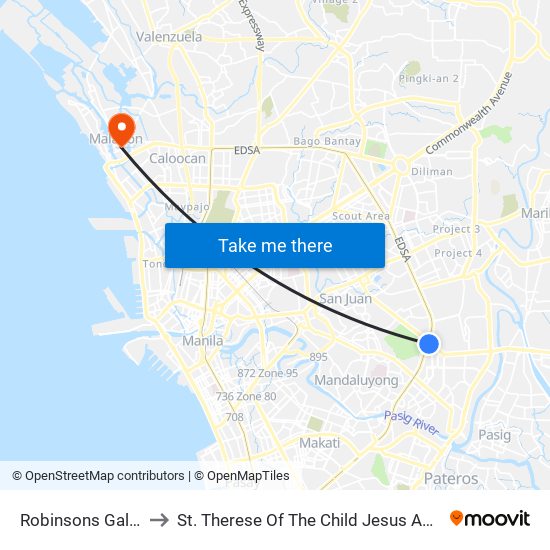 Robinsons Galleria to St. Therese Of The Child Jesus Academy map