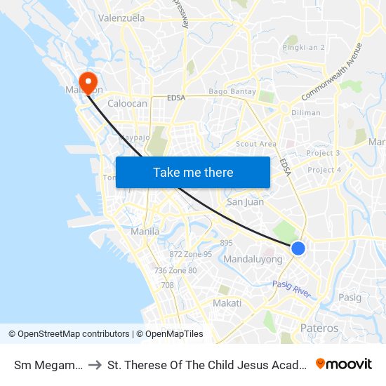 Sm Megamall to St. Therese Of The Child Jesus Academy map