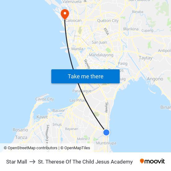 Star Mall to St. Therese Of The Child Jesus Academy map