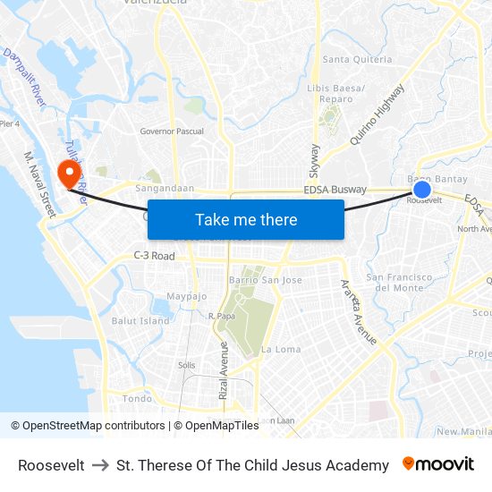 Roosevelt to St. Therese Of The Child Jesus Academy map