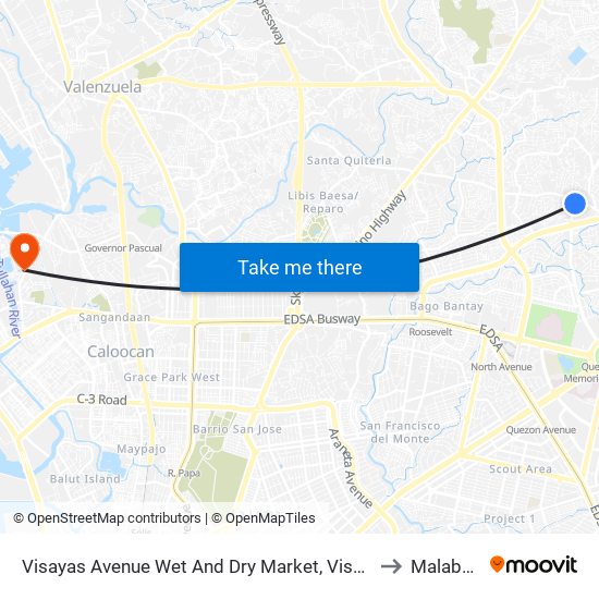 Visayas Avenue Wet And Dry Market, Visayas Avenue Quezon City to Malabon City map