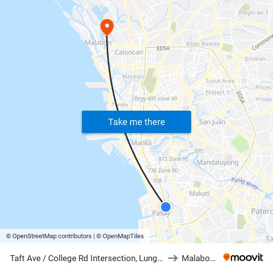 Taft Ave / College Rd Intersection, Lungsod Ng Pasay to Malabon City map