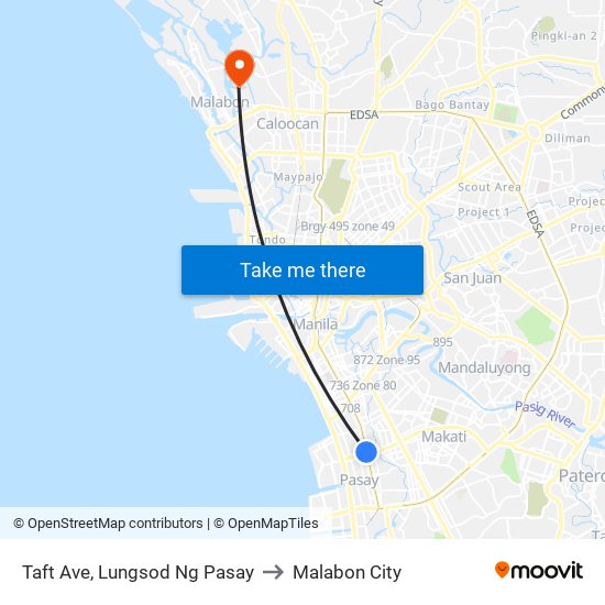 Taft Ave, Lungsod Ng Pasay to Malabon City map