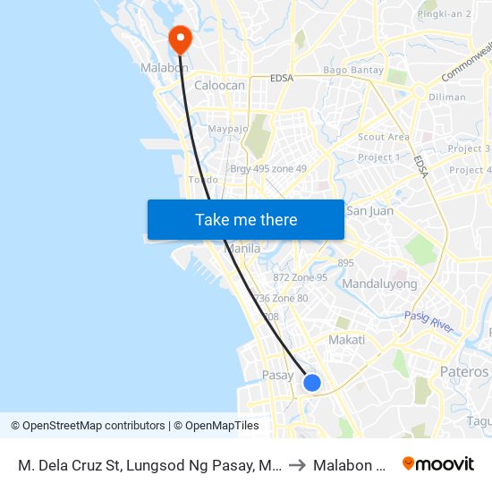 M. Dela Cruz St, Lungsod Ng Pasay, Manila to Malabon City map