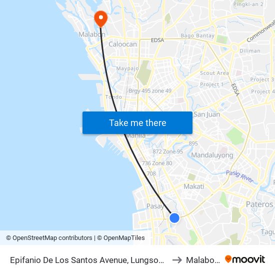 Epifanio De Los Santos Avenue, Lungsod Ng Makati, Manila to Malabon City map