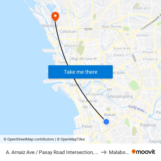 A. Arnaiz Ave / Pasay Road Intersection, Makati City, Manila to Malabon City map