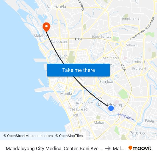 Mandaluyong City Medical Center, Boni Ave / Sto Rosario Intersection, Mandaluyong City, Manila to Malabon City map