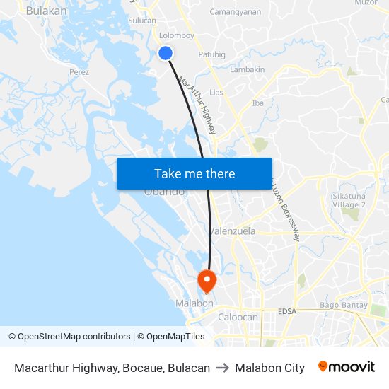 Macarthur Highway, Bocaue, Bulacan to Malabon City map