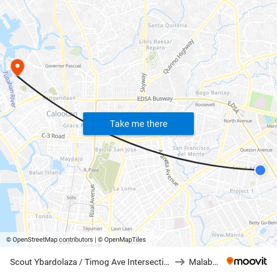 Scout Ybardolaza / Timog Ave Intersection, Quezon City, Manila to Malabon City map