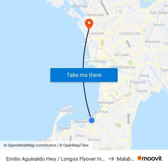 Emilio Aguinaldo Hwy / Longos Flyover Intersection, Bacoor City, Manila to Malabon City map