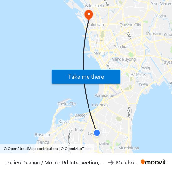 Palico Daanan / Molino Rd Intersection, Bacoor City, Manila to Malabon City map