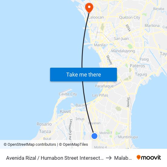 Avenida Rizal / Humabon Street Intersection, Bacoor City, Manila to Malabon City map