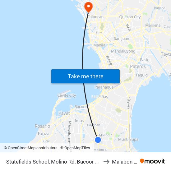 Statefields School, Molino Rd, Bacoor City, Manila to Malabon City map