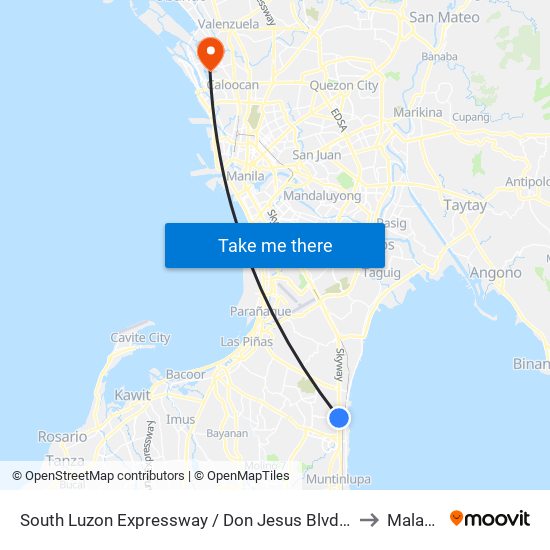 South Luzon Expressway / Don Jesus Blvd Intersection, Muntinlupa City, Manila to Malabon City map