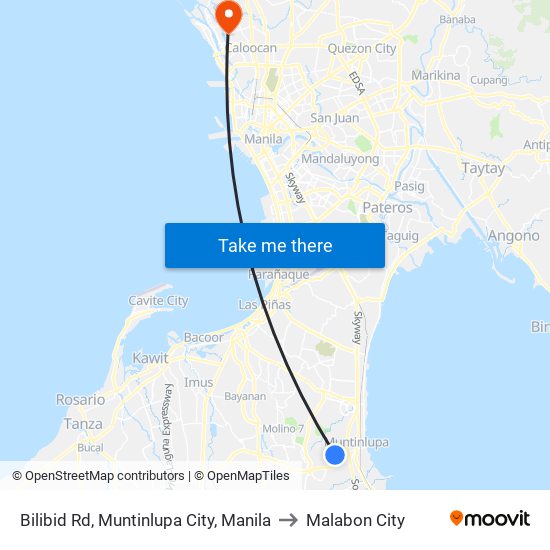 Bilibid Rd, Muntinlupa City, Manila to Malabon City map