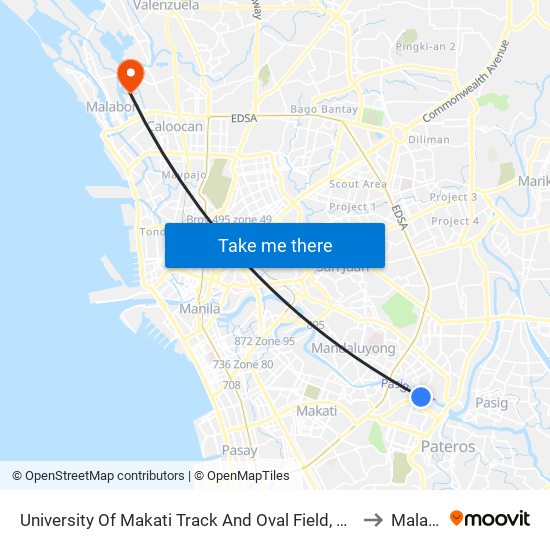 University Of Makati Track And Oval Field, Dr Jose P. Rizal Extension, Makati City, Manila to Malabon City map