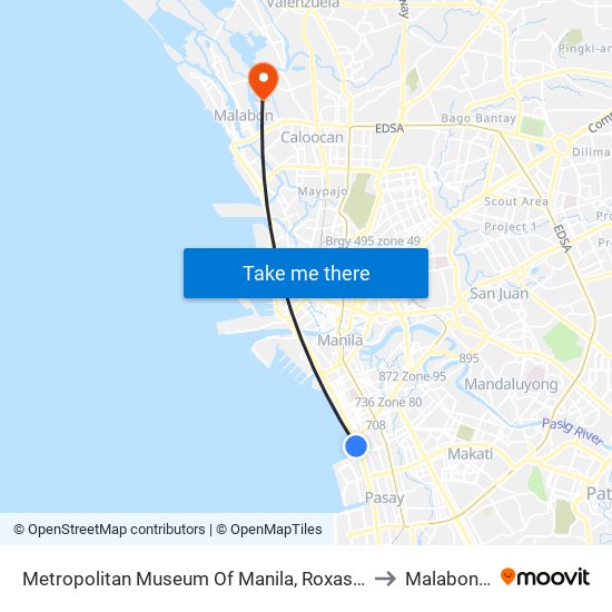 Metropolitan Museum Of Manila, Roxas Blvd, Manila to Malabon City map