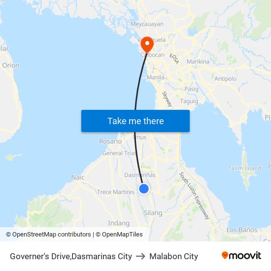 Governer's Drive,Dasmarinas City to Malabon City map