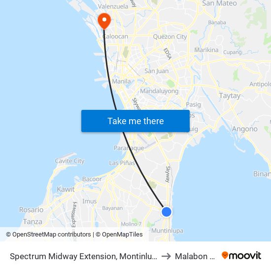 Spectrum Midway Extension, Montinlupa City to Malabon City map
