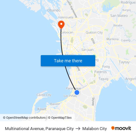 Multinational Avenue, Paranaque City to Malabon City map