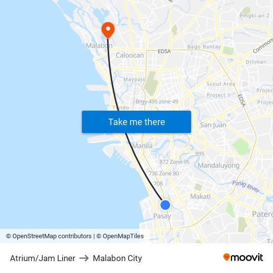 Atrium/Jam Liner to Malabon City map