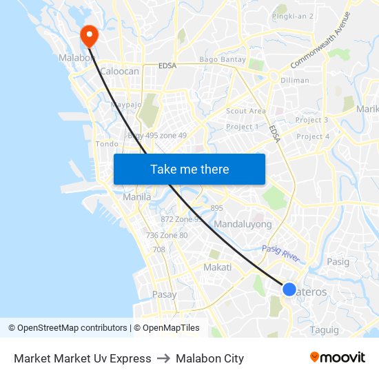 Market Market Uv Express to Malabon City map