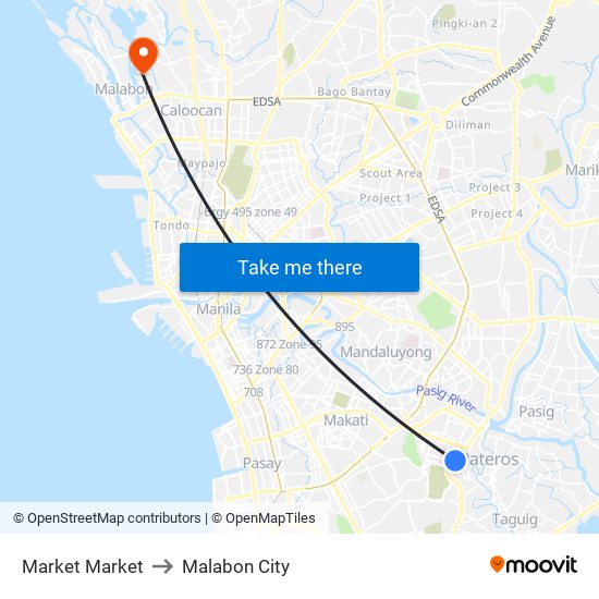 Market Market to Malabon City map