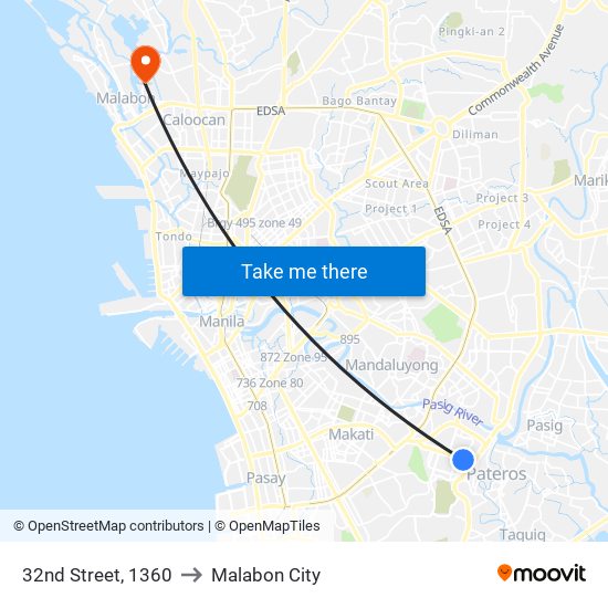 32nd Street, 1360 to Malabon City map