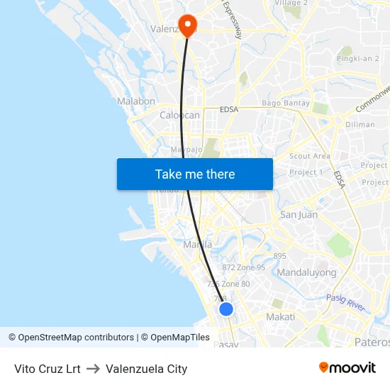 Vito Cruz Lrt to Valenzuela City map